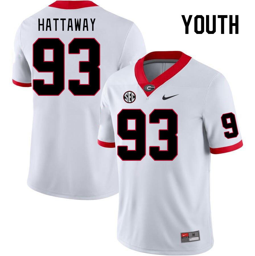 Youth #93 Will Hattaway Georgia Bulldogs College Football Jerseys Stitched-White